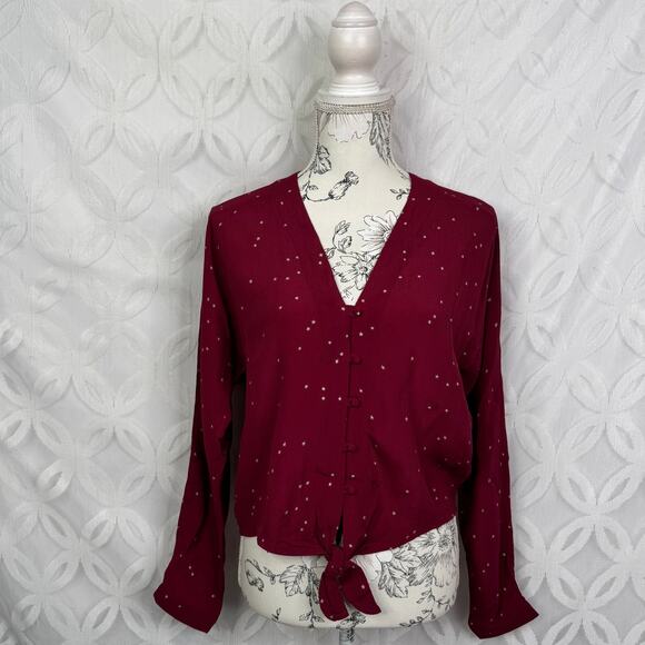 Rails Sloane Top Rogue Gradient Stars Button Shirt Size XS Tie Front Blouse - Picture 10 of 13